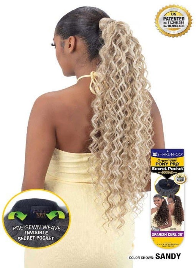 SHAKE-N-GO Organique Pony Pro Ponytail Spanish Curl 26" with Secret Pocket (JET BLACK 1) - Image 2